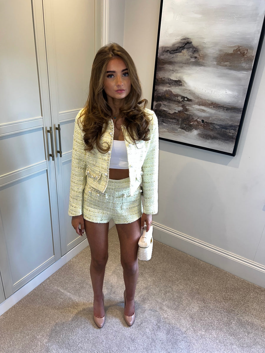 JESSICA Lemon Yellow Tweed Two Piece Set Next Day Delivery