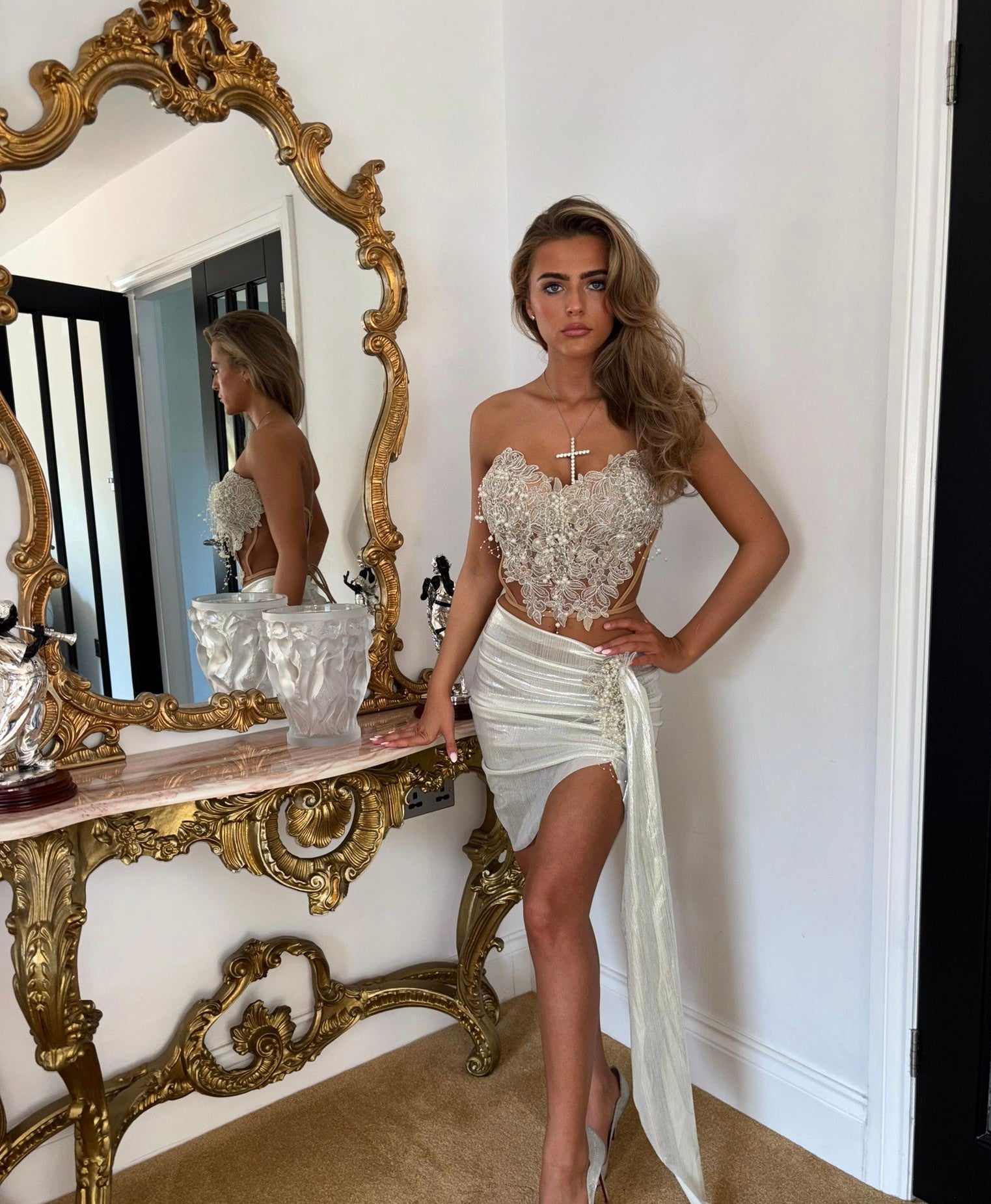 HONI Pearl corset Two Piece Next Day Delivery Available