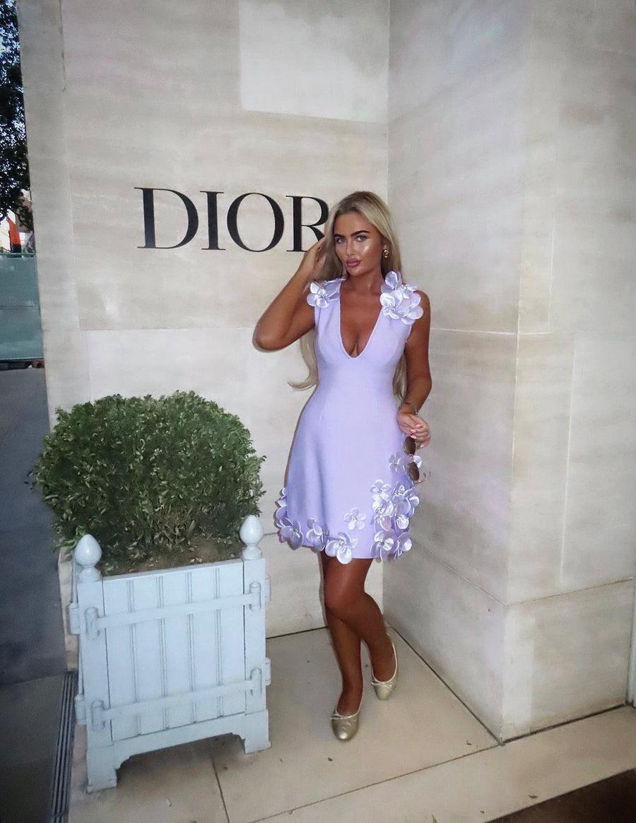 CINDY  LILAC  Flower Bandage dress ( next day delivery available )