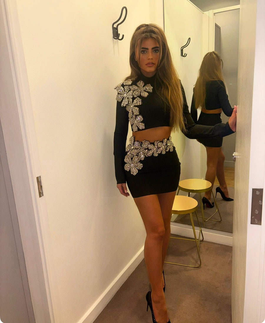 Amelia Diamond Flower Bandage Two Piece Set
